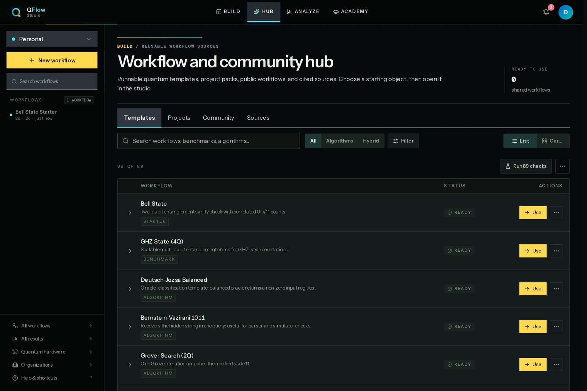 QFlow Studio workflow blueprint library