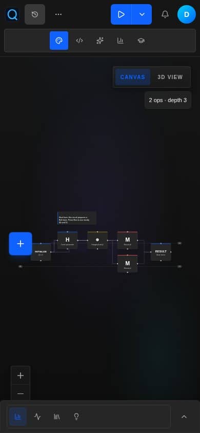 Mobile QFlow Studio canvas captured in Chromium