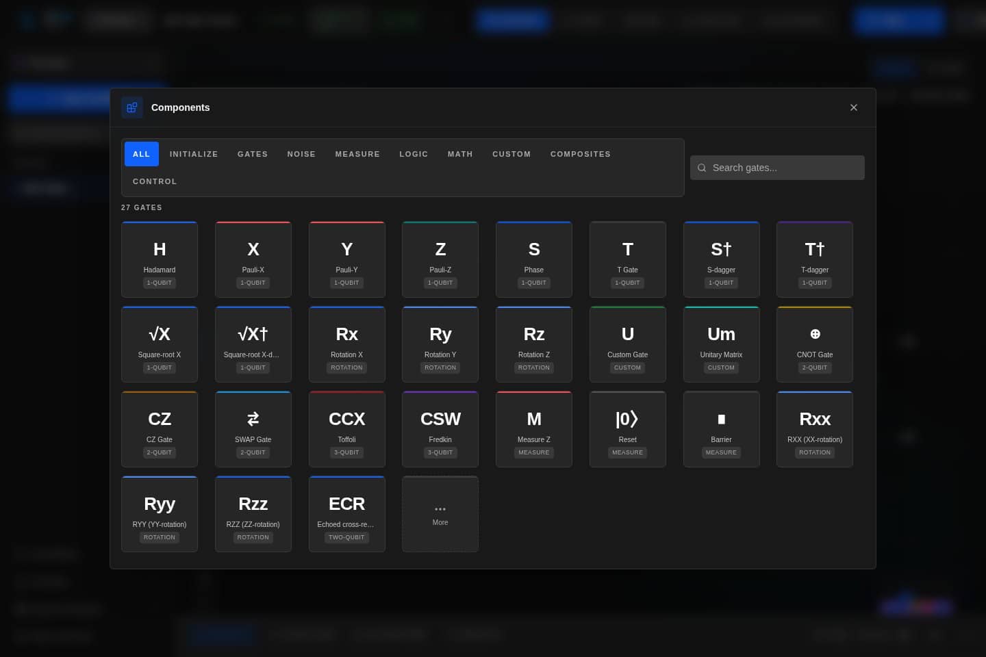 QFlow Studio component library dialog with available workflow components