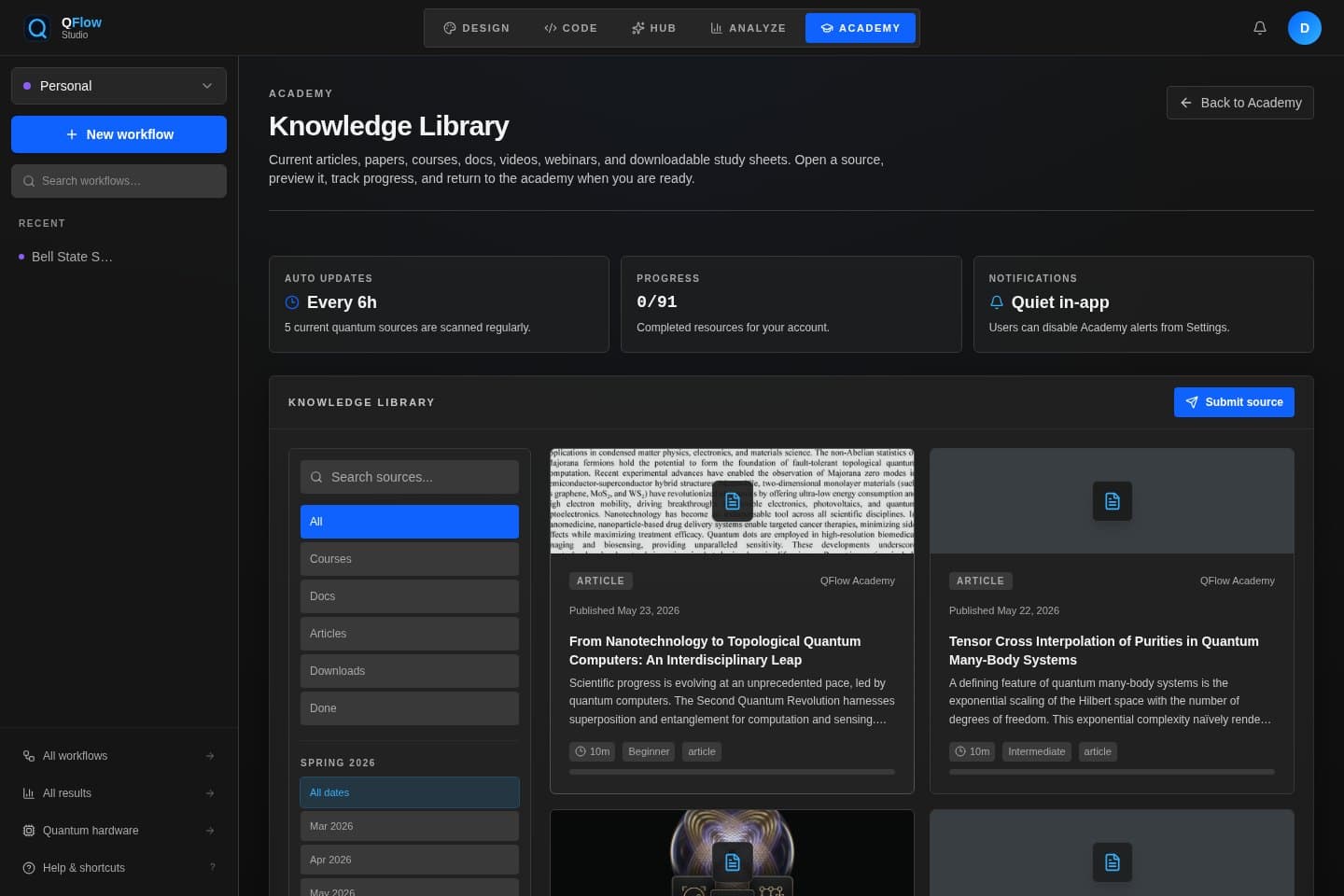 Teacher resource submission screen in QFlow Studio.